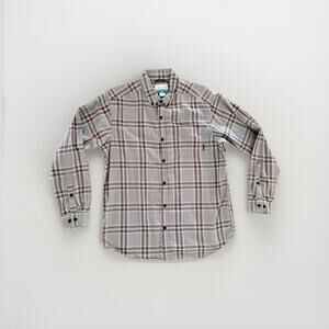 Columbia Plaid Shirt Men’s Large Gray Cotton Long Sleeve Casual Outdoor Hiking L